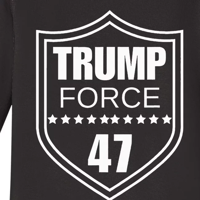 Trump Force 47 Ultra Maga More Than Ever Never Surrender Usa Baby Long Sleeve Bodysuit