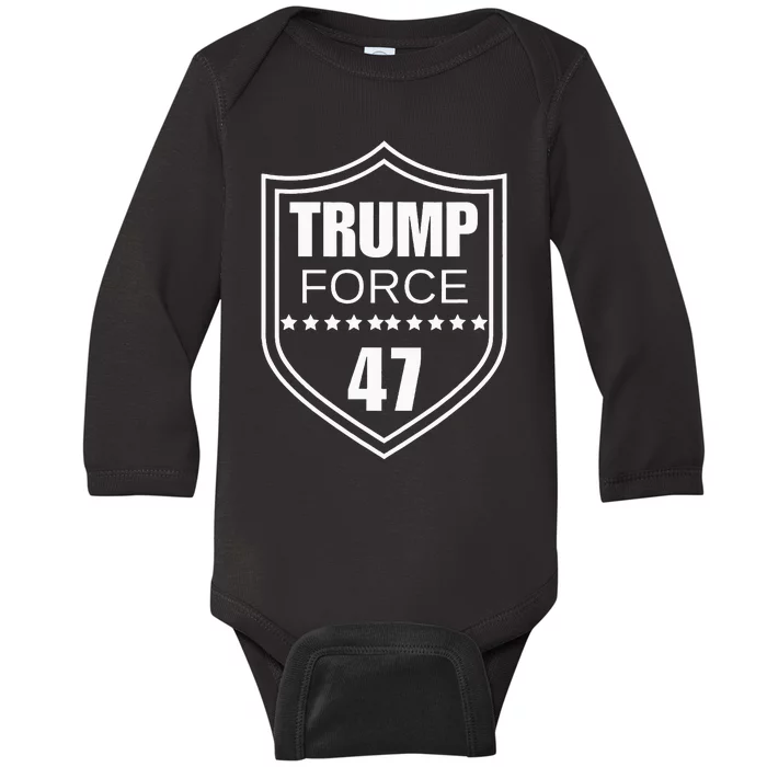 Trump Force 47 Ultra Maga More Than Ever Never Surrender Usa Baby Long Sleeve Bodysuit