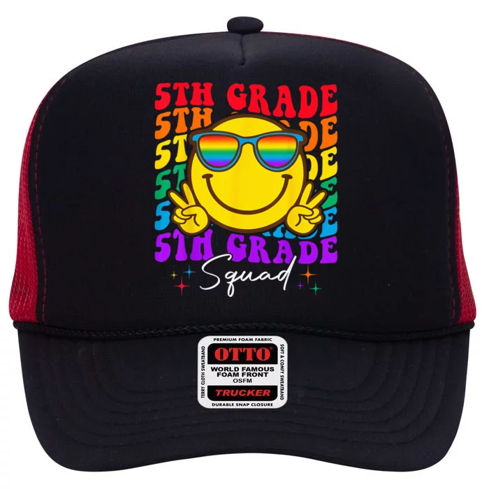 Team Fifth 5th Grade Squad Teacher Boy Girls Back To School High Crown Mesh Trucker Hat