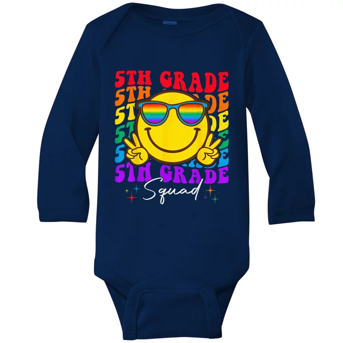 Team Fifth 5th Grade Squad Teacher Boy Girls Back To School Baby Long Sleeve Bodysuit