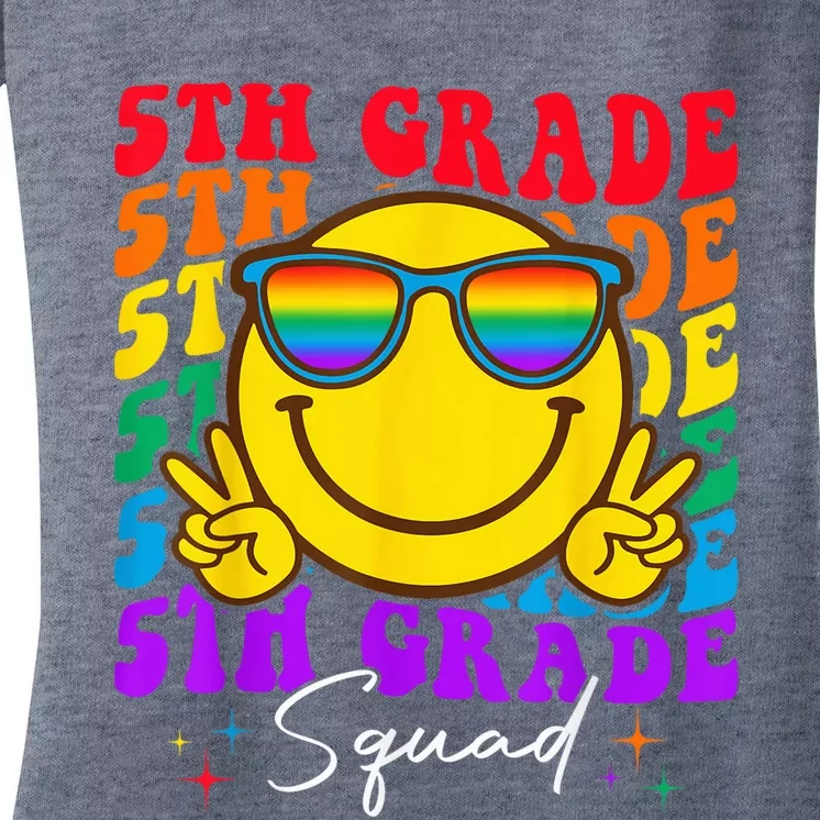 Team Fifth 5th Grade Squad Teacher Boy Girls Back To School Women's V-Neck T-Shirt