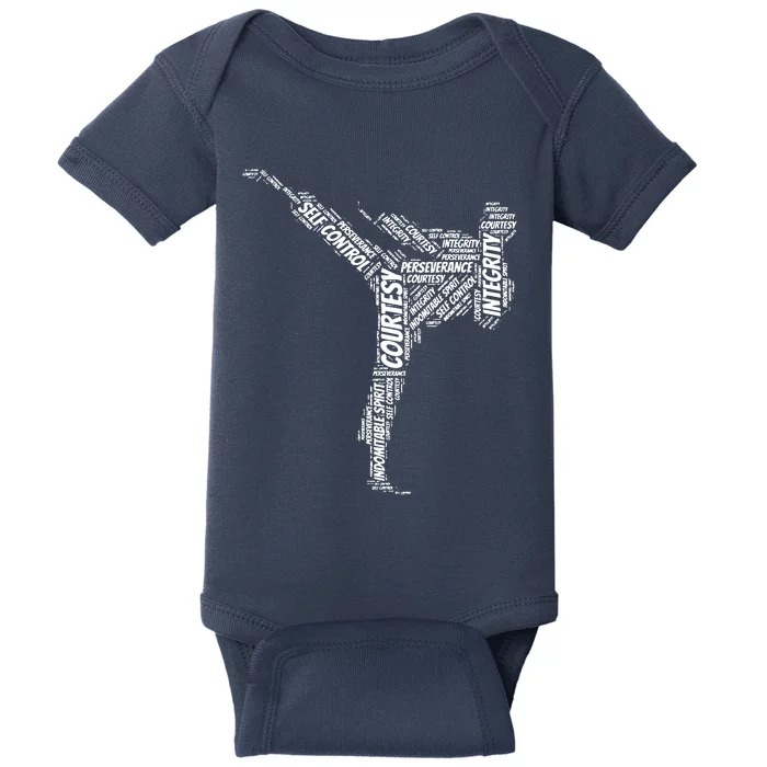 Taekwondo Fighter 5 Tenets Of TKD Martial Arts Baby Bodysuit