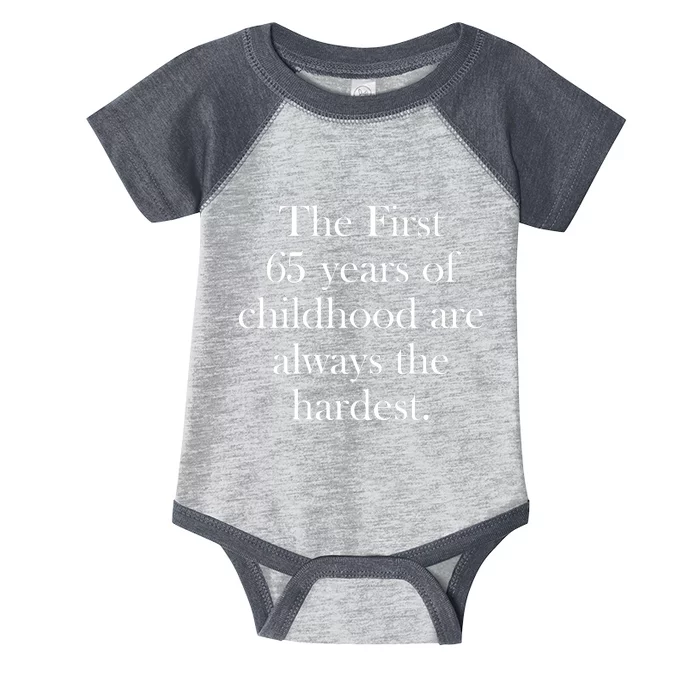 The First 65 Years Of Childhood Are Always The Hardest Infant Baby Jersey Bodysuit