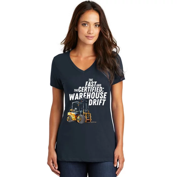 The Fast And The Certified Warehouse Drift Women's V-Neck T-Shirt