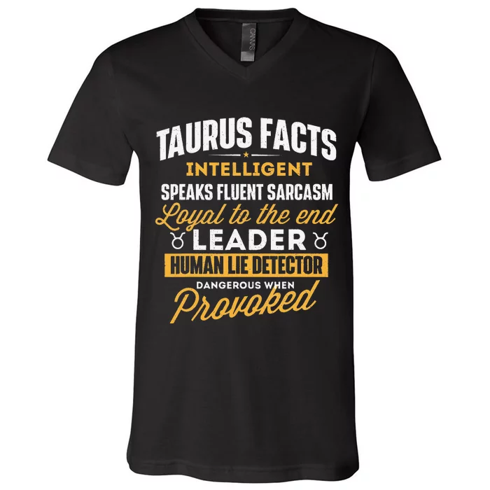 Taurus Facts Astrology Astrologer Horoscope Zodiac Sign V-Neck T-Shirt