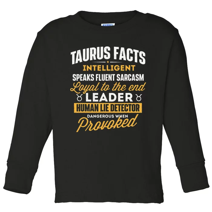 Taurus Facts Astrology Astrologer Horoscope Zodiac Sign Toddler Long Sleeve Shirt