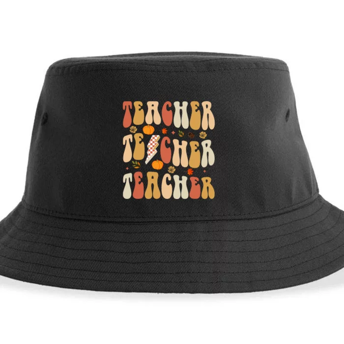 Teacher Fall Autumn Vibes Back To School Maple Leaf Sustainable Bucket Hat