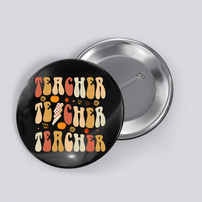 Teacher Fall Autumn Vibes Back To School Maple Leaf Button