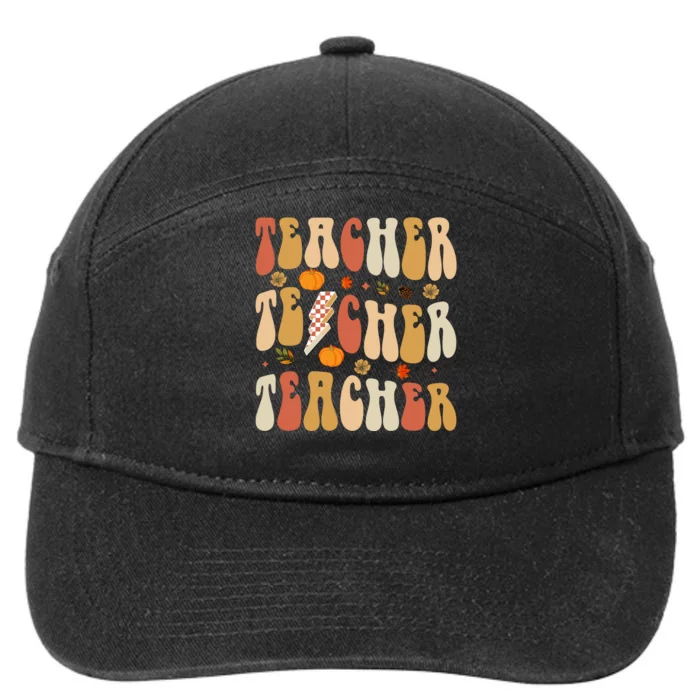 Teacher Fall Autumn Vibes Back To School Maple Leaf 7-Panel Snapback Hat