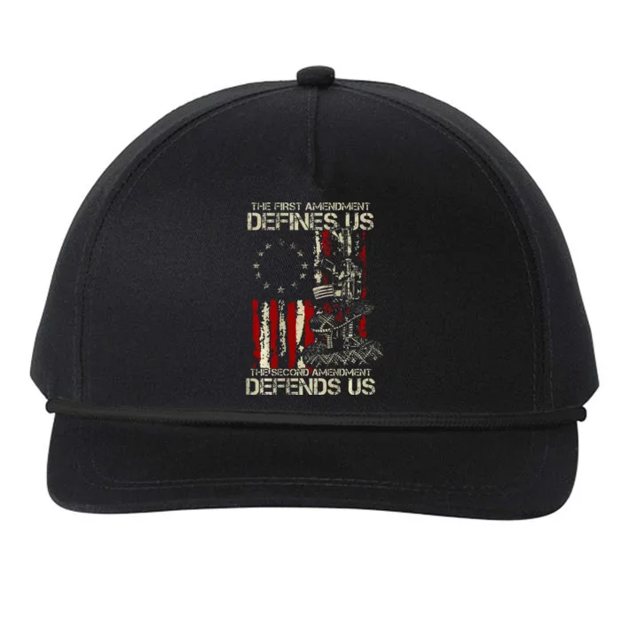 The First Amendment Defines Us American Flag Snapback Five-Panel Rope Hat