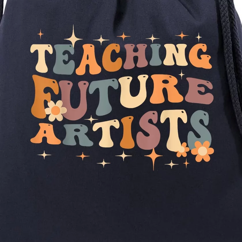 Teaching Future Artists Retro Teacher Students Drawstring Bag