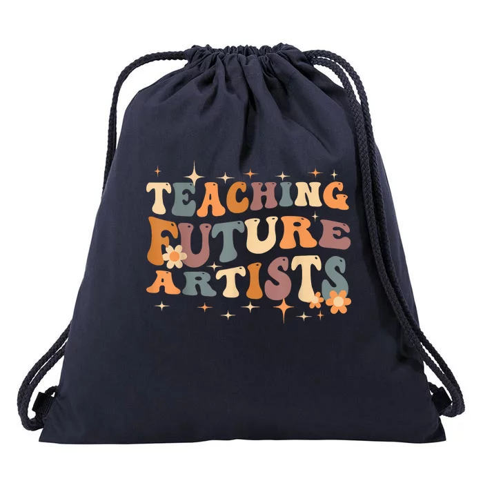 Teaching Future Artists Retro Teacher Students Drawstring Bag