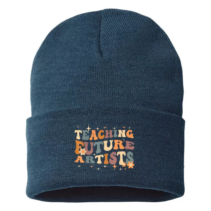 Teaching Future Artists Retro Teacher Students Sustainable Knit Beanie