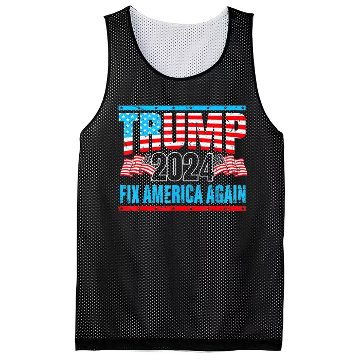 Trump Fix America Again 2024 Mesh Reversible Basketball Jersey Tank