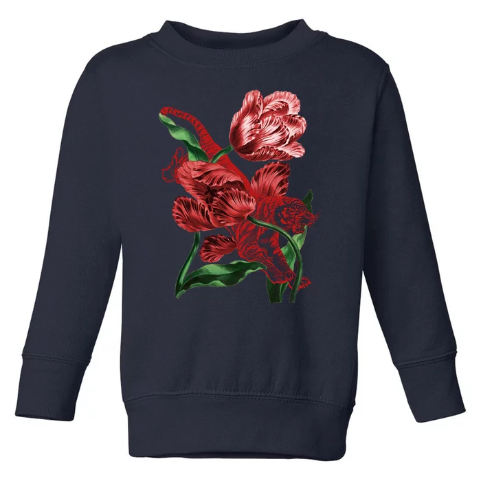 Tiger Flower Art Toddler Sweatshirt