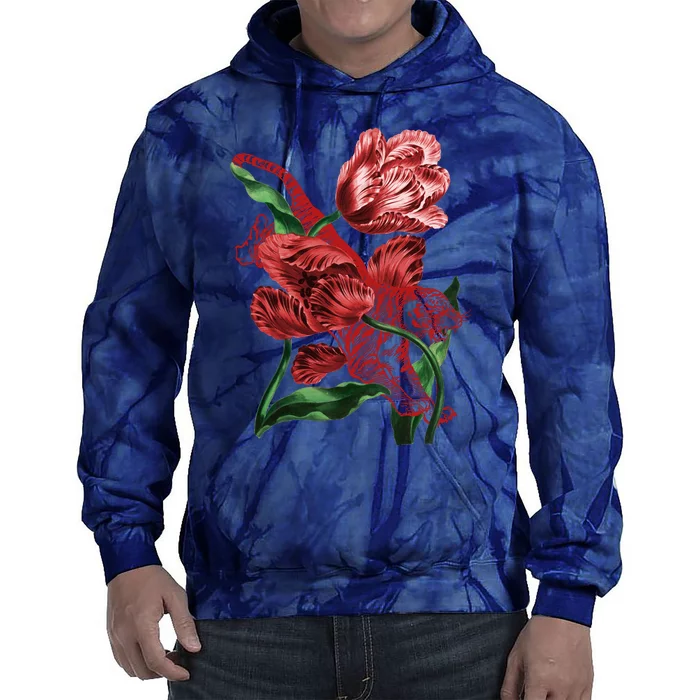 Tiger Flower Art Tie Dye Hoodie