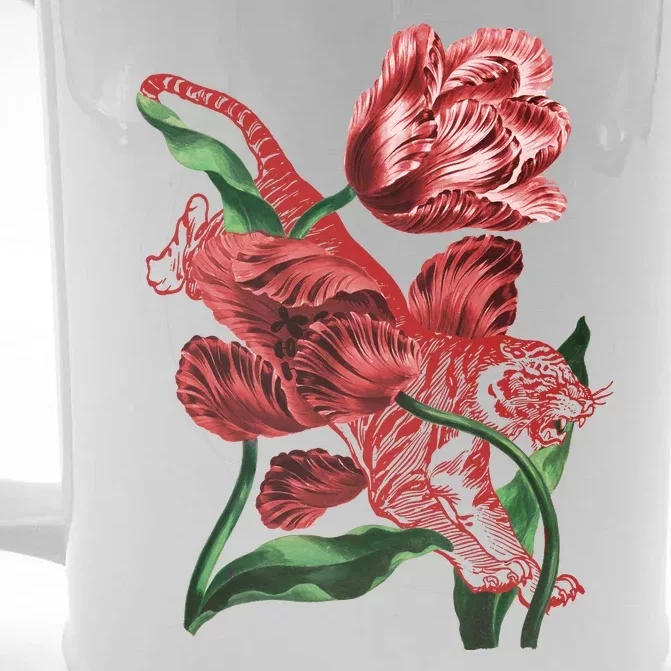 Tiger Flower Art Front & Back Beer Stein