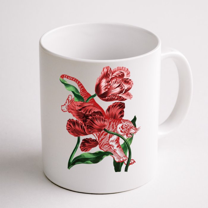 Tiger Flower Art Front & Back Coffee Mug