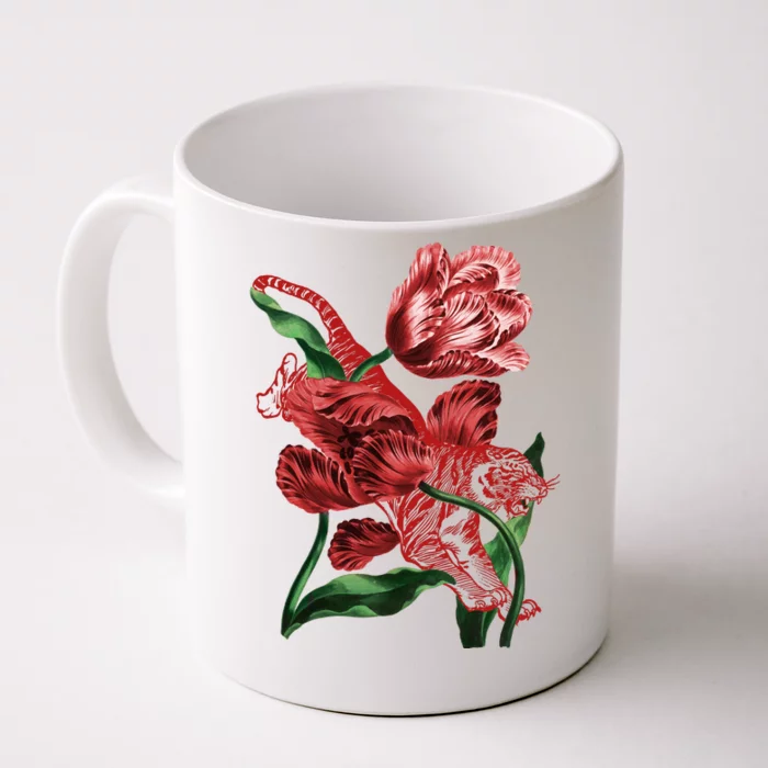 Tiger Flower Art Front & Back Coffee Mug