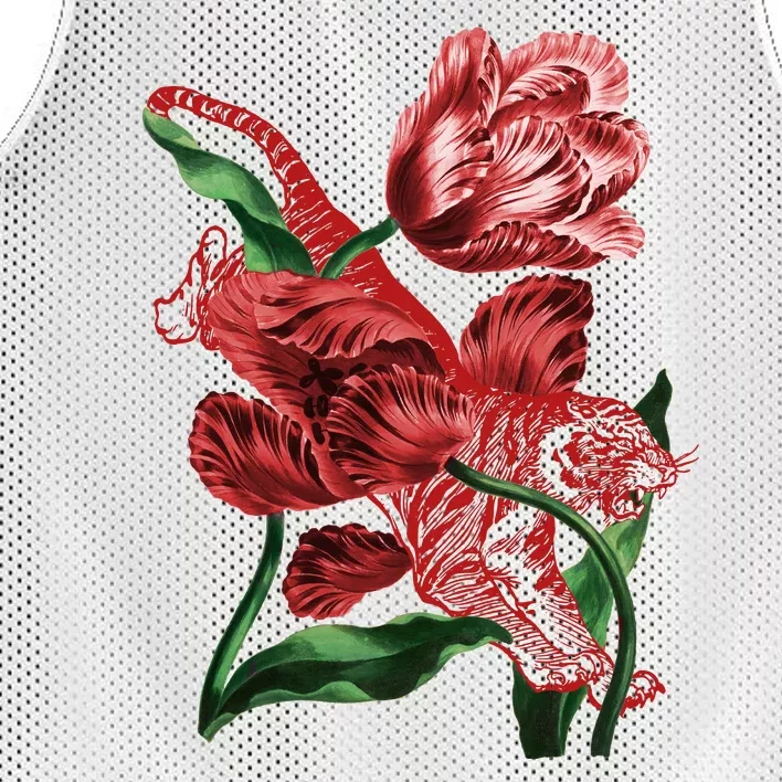 Tiger Flower Art Mesh Reversible Basketball Jersey Tank