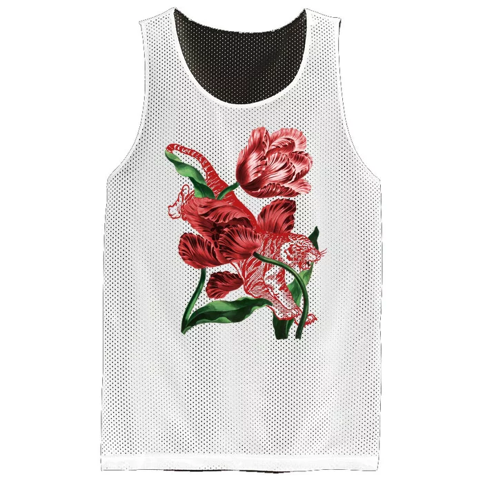 Tiger Flower Art Mesh Reversible Basketball Jersey Tank