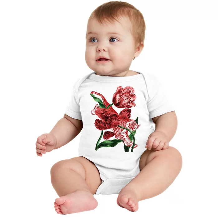 Tiger Flower Art Baby Bodysuit