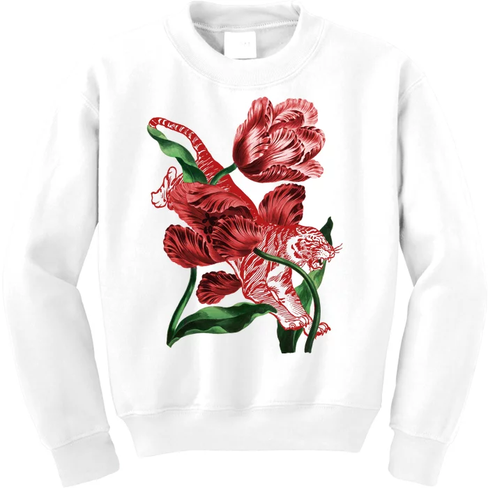 Tiger Flower Art Kids Sweatshirt