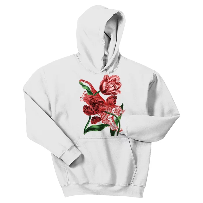 Tiger Flower Art Kids Hoodie