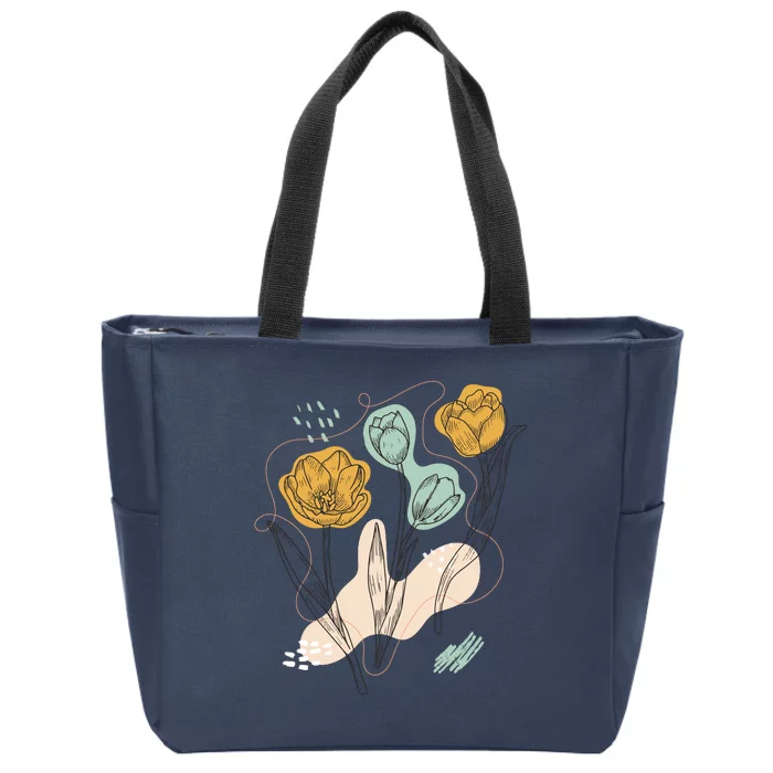 Tulip Flowers Abstract Zip Tote Bag