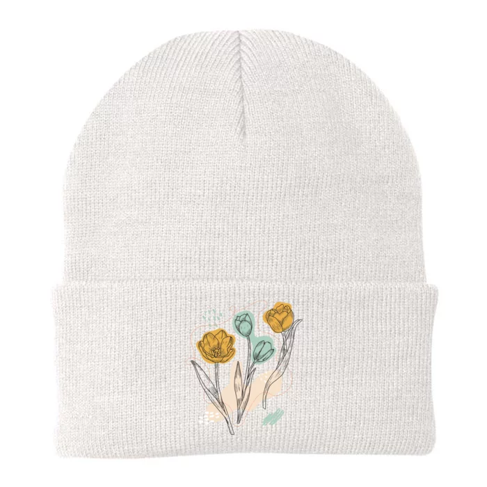 Tulip Flowers Abstract Knit Cap Winter Beanie