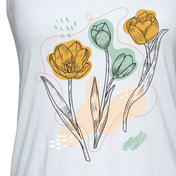 Tulip Flowers Abstract Ladies Essential Flowy Tank