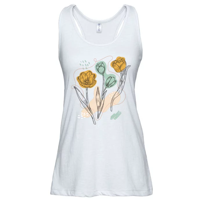 Tulip Flowers Abstract Ladies Essential Flowy Tank