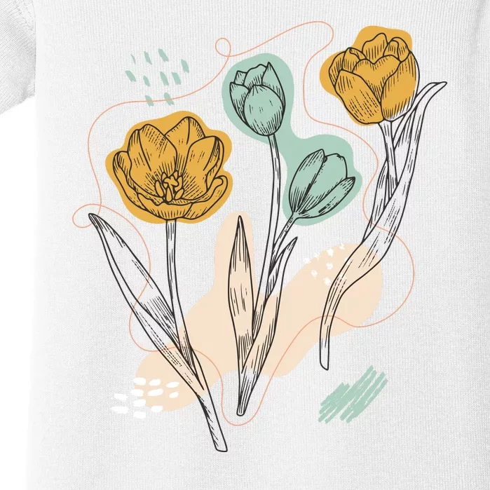 Tulip Flowers Abstract Baby Bodysuit