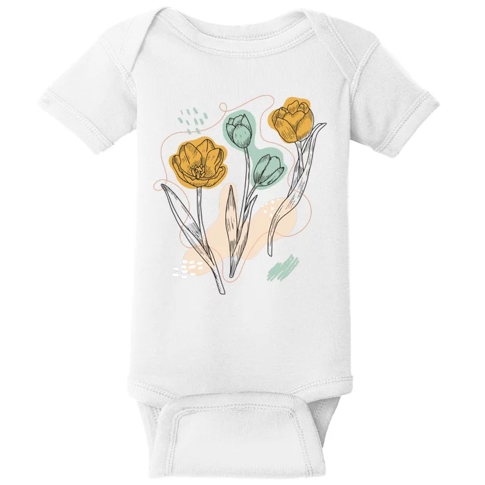 Tulip Flowers Abstract Baby Bodysuit