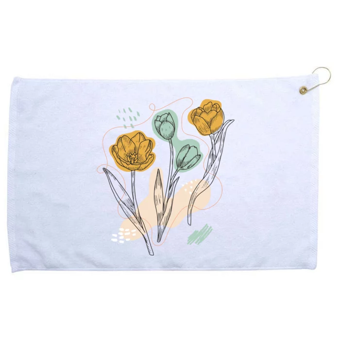 Tulip Flowers Abstract Grommeted Golf Towel