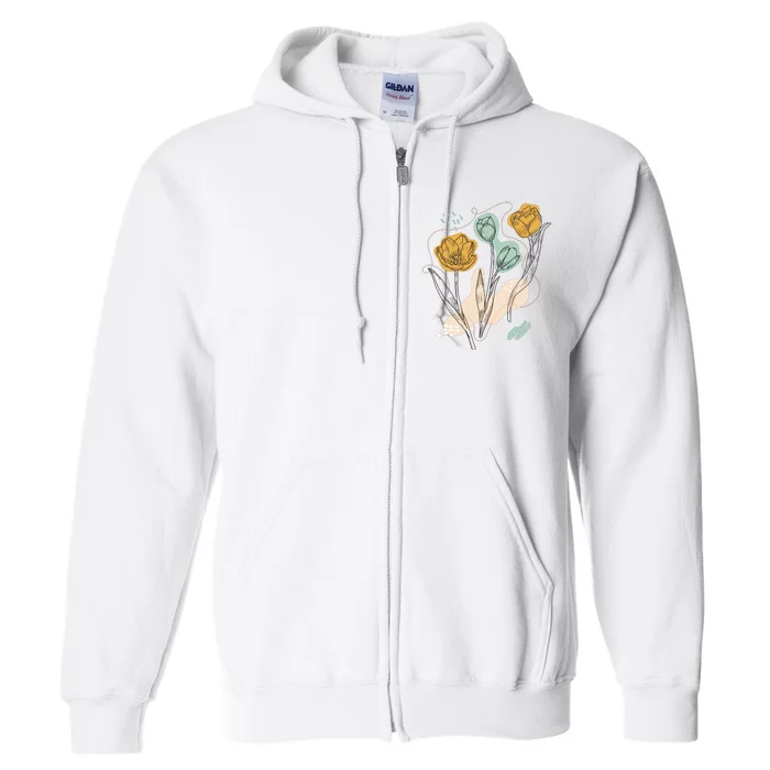 Tulip Flowers Abstract Full Zip Hoodie