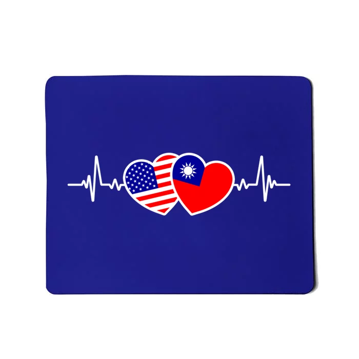 Taiwan Flag American Flag Heartbeat Cute Taiwanese Gift Mousepad