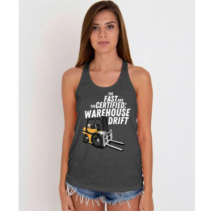 The Fast And The Certified Warehouse Drift Forklift Operator Women's Knotted Racerback Tank