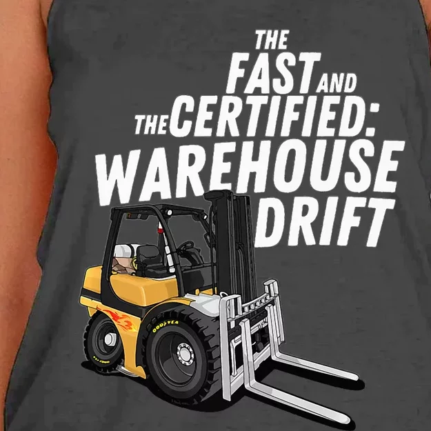 The Fast And The Certified Warehouse Drift Forklift Operator Women's Knotted Racerback Tank