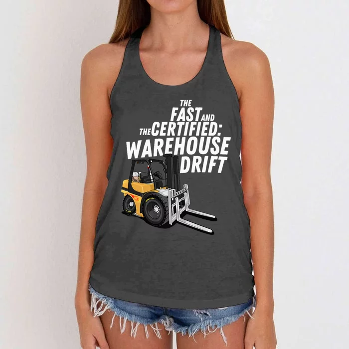 The Fast And The Certified Warehouse Drift Forklift Operator Women's Knotted Racerback Tank