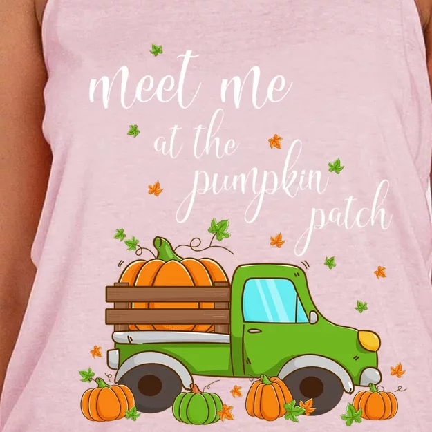 Thanksgiving Fall Autumn Funny Gift Meet Me At The Pumpkin Patch Gift Women's Knotted Racerback Tank