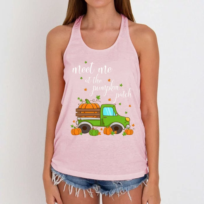 Thanksgiving Fall Autumn Funny Gift Meet Me At The Pumpkin Patch Gift Women's Knotted Racerback Tank