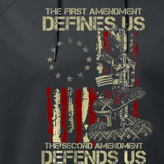 The First Amendment Defines Us American Flag Performance Fleece Hoodie