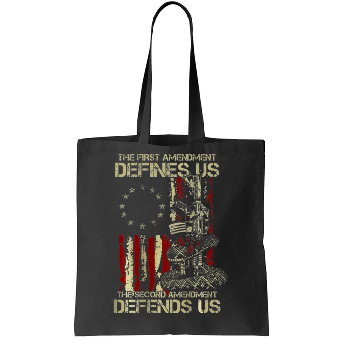 The First Amendment Defines Us American Flag Tote Bag