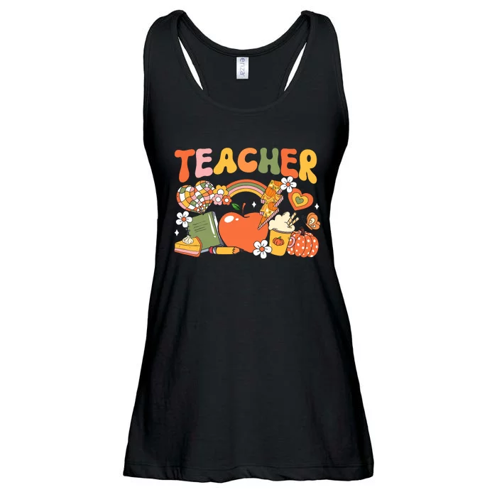 Teacher Fall Autumn Pumpkin Thanksgiving Thankful Teacher Ladies Essential Flowy Tank