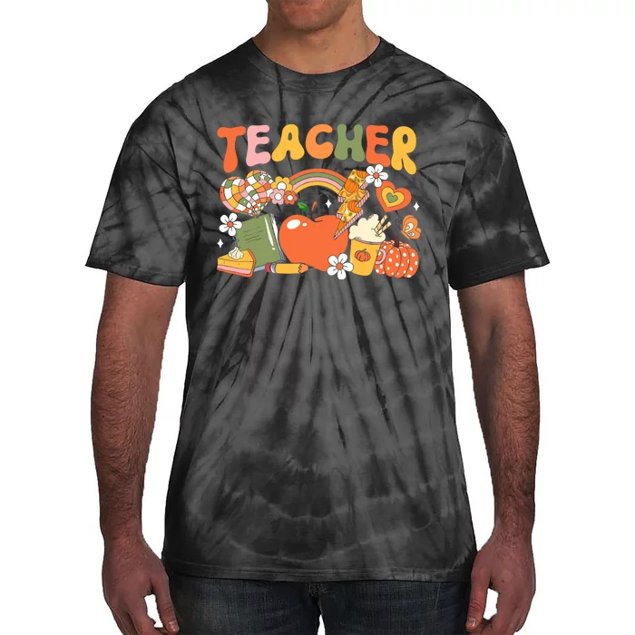 Teacher Fall Autumn Pumpkin Thanksgiving Thankful Teacher Tie-Dye T-Shirt