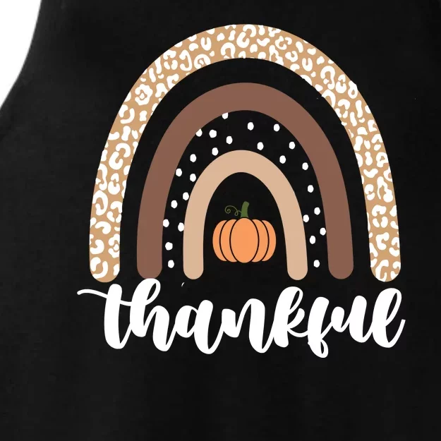 Thankful Fall Autumn Pumpkin Rainbow Ladies Tri-Blend Wicking Tank