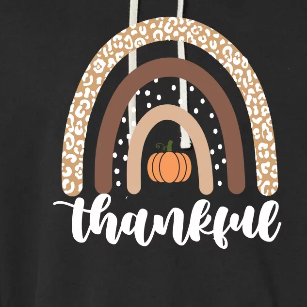 Thankful Fall Autumn Pumpkin Rainbow Garment-Dyed Fleece Hoodie