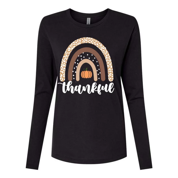 Thankful Fall Autumn Pumpkin Rainbow Womens Cotton Relaxed Long Sleeve T-Shirt