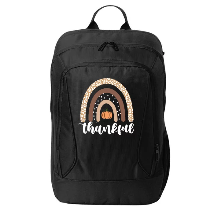 Thankful Fall Autumn Pumpkin Rainbow City Backpack